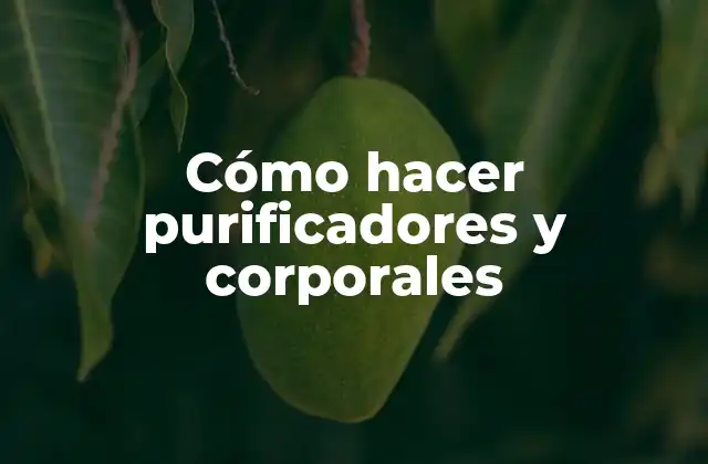 Cómo Hacer Purificadores y Corporales