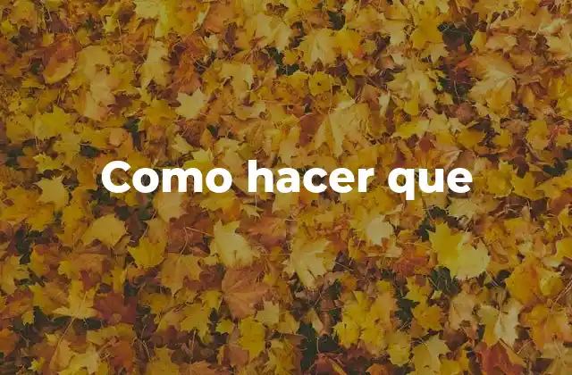 Como Hacer que