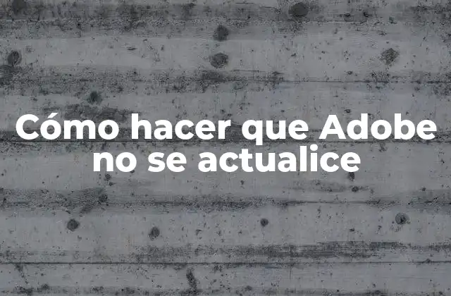 Cómo Hacer que Adobe No Se Actualice