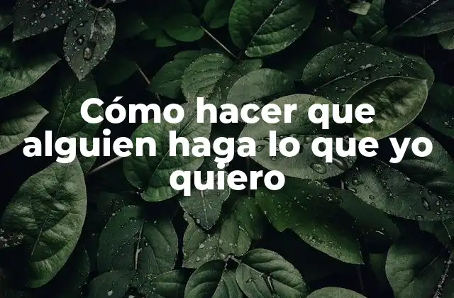 Cómo Hacer que Alguien Haga Lo que Yo Quiero