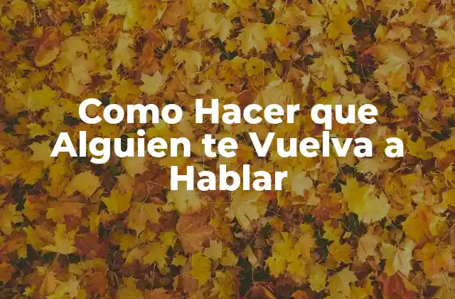 Como Hacer que Alguien Te Vuelva a Hablar