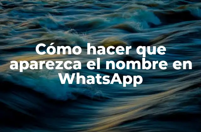 Cómo Hacer que Aparezca el Nombre en Whatsapp