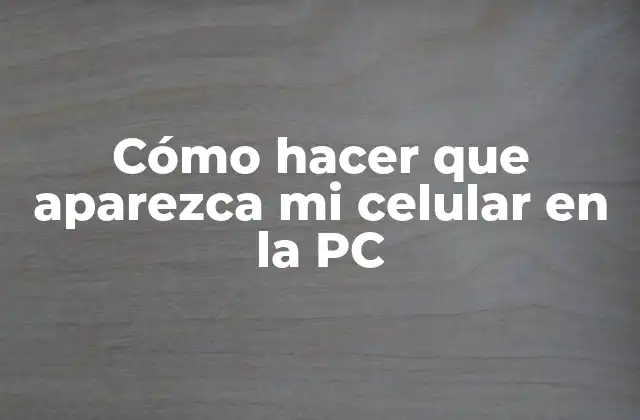 Cómo Hacer que Aparezca Mi Celular en la Pc