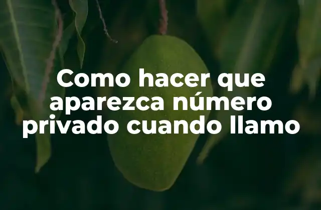 Como Hacer que Aparezca Número Privado Cuando Llamo