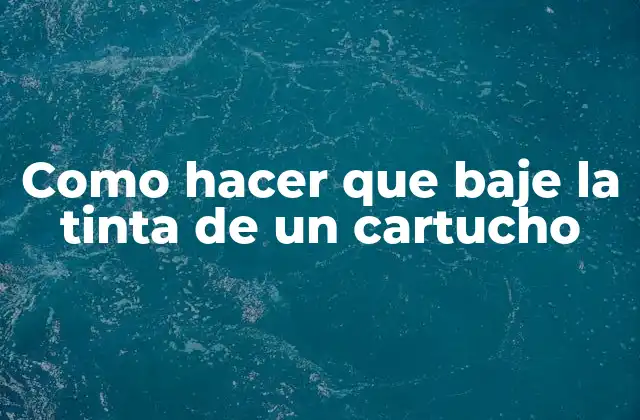 Como Hacer que Baje la Tinta de un Cartucho