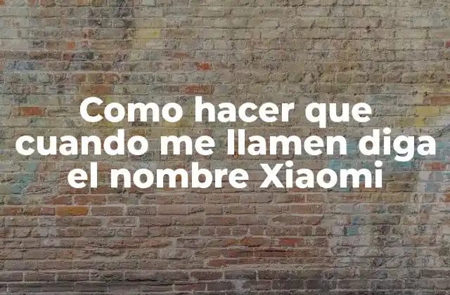 Como Hacer que Cuando Me Llamen Diga el Nombre Xiaomi