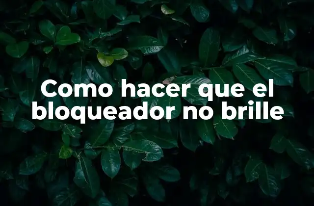 Como Hacer que el Bloqueador No Brille