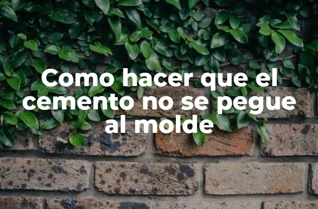 Como Hacer que el Cemento No Se Pegue Al Molde