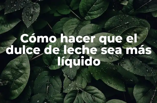 Cómo Hacer que el Dulce de Leche Sea Más Líquido