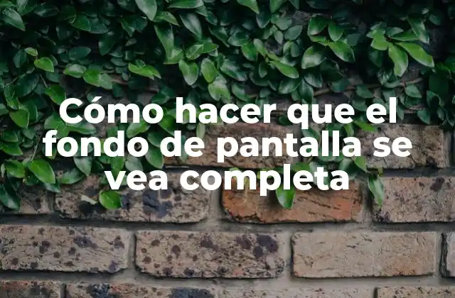 Cómo Hacer que el Fondo de Pantalla Se Vea Completa