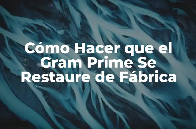 Cómo Hacer que el Gram Prime Se Restaure de Fábrica