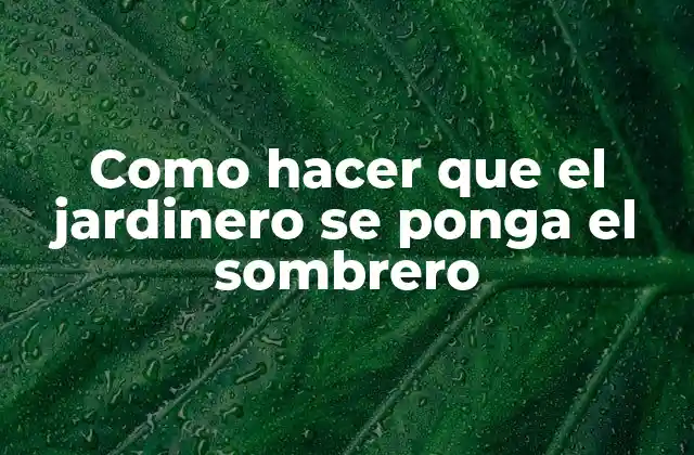 Como Hacer que el Jardinero Se Ponga el Sombrero 2 El sombrero del jardinero: una herramienta funcional y de moda