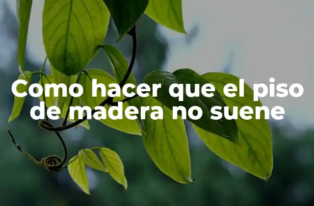 Como Hacer que el Piso de Madera No Suene