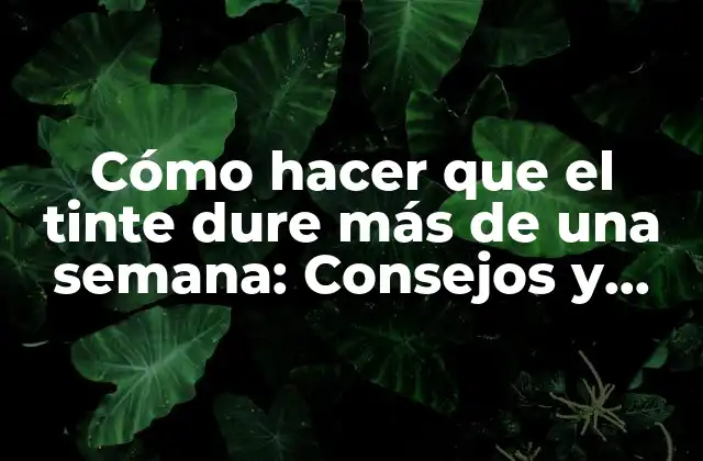 Cómo Hacer que el Tinte Dure Más de una Semana: Consejos y Trucos para un Color Intenso y Duradero