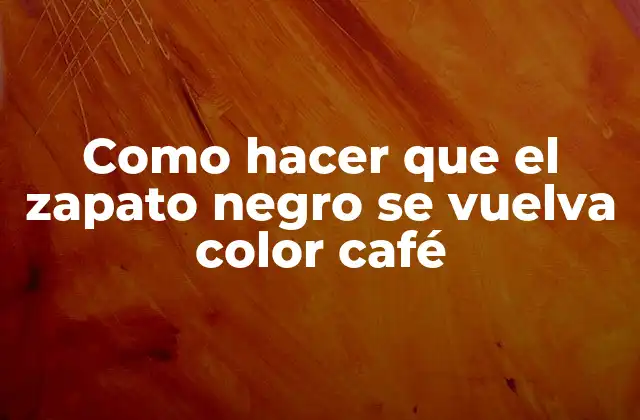 Como Hacer que el Zapato Negro Se Vuelva Color Café