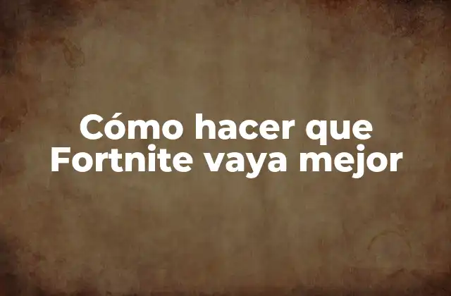 Cómo Hacer que Fortnite Vaya Mejor