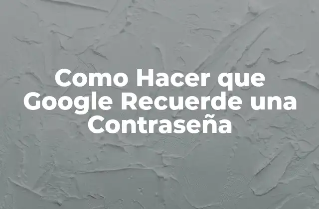 Como Hacer que Google Recuerde una Contraseña
