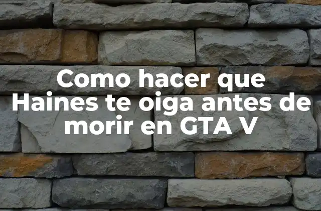 Como Hacer que Haines Te Oiga Antes de Morir en Gta V
