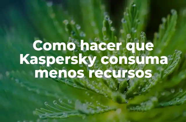 Como Hacer que Kaspersky Consuma Menos Recursos
