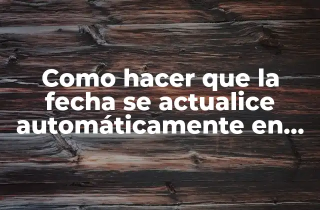 Como Hacer que la Fecha Se Actualice Automáticamente en Excel