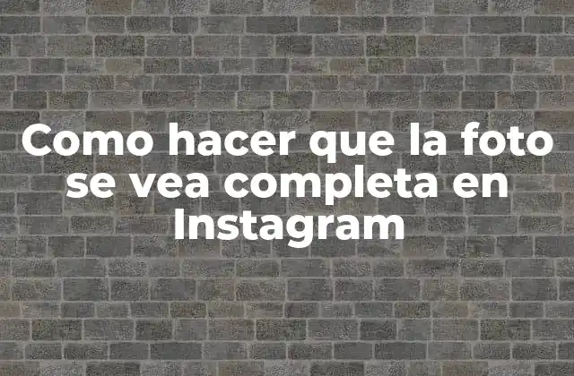 Como Hacer que la Foto Se Vea Completa en Instagram