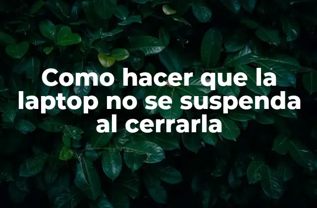 Como Hacer que la Laptop No Se Suspenda Al Cerrarla