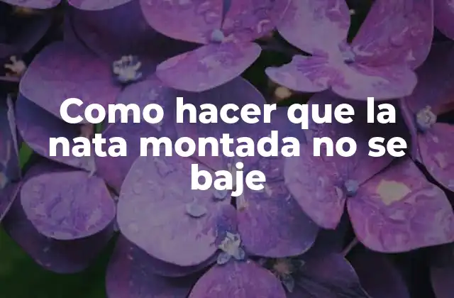 Como Hacer que la Nata Montada No Se Baje