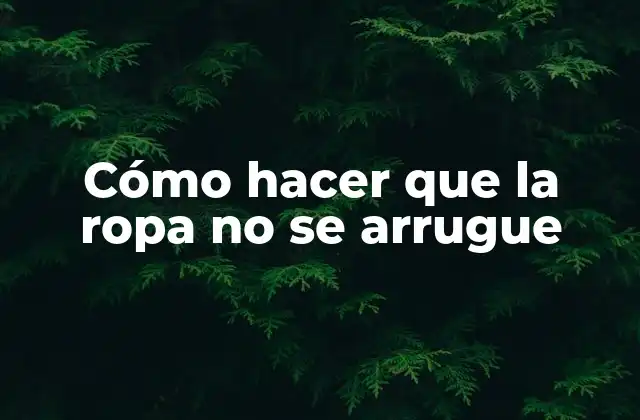 Cómo Hacer que la Ropa No Se Arrugue