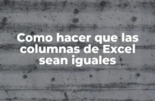 Como Hacer que las Columnas de Excel Sean Iguales