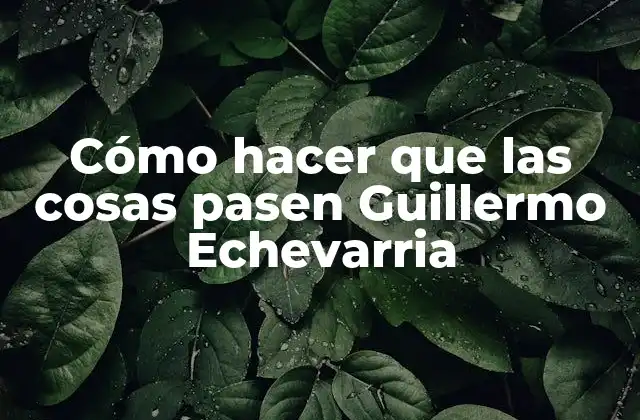 Cómo Hacer que las Cosas Pasen Guillermo Echevarria