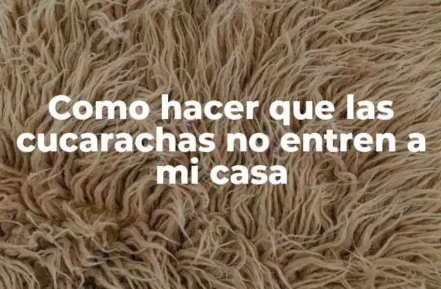 Como Hacer que las Cucarachas No Entren a Mi Casa