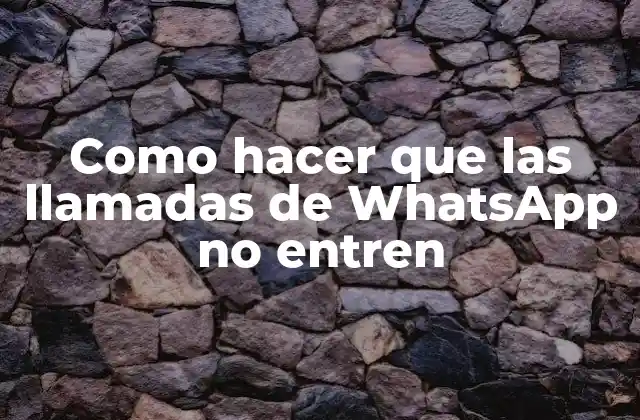 Como Hacer que las Llamadas de Whatsapp No Entren