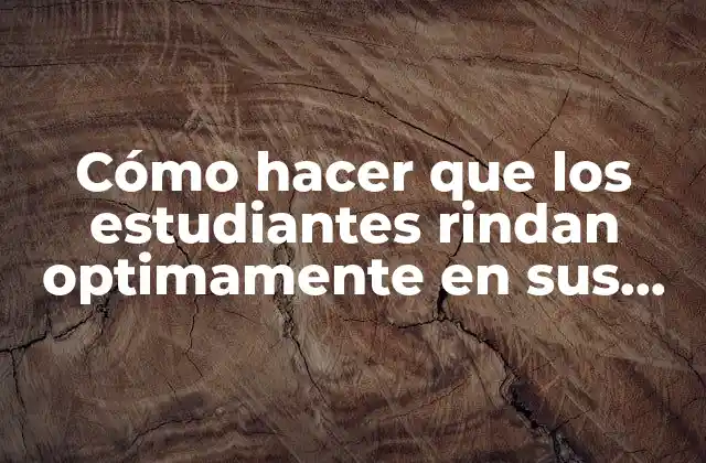 Cómo Hacer que los Estudiantes Rindan Optimamente en Sus Clases 2 Cómo hacer que los estudiantes rindan optimamente en sus clases