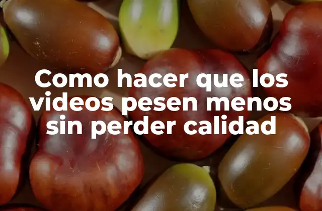 Como Hacer que los Videos Pesen Menos sin Perder Calidad