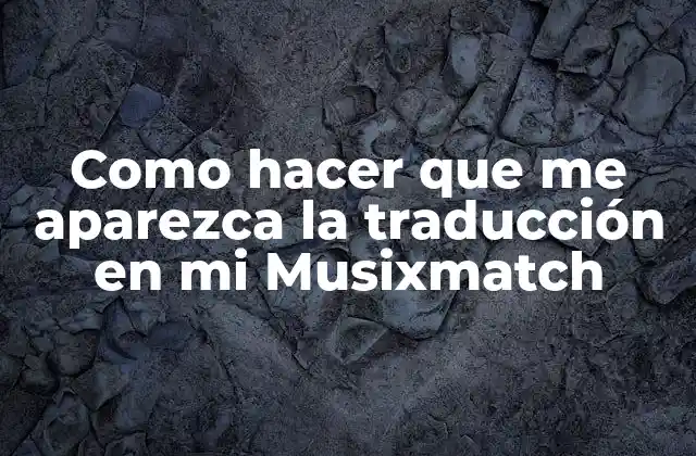 Como Hacer que Me Aparezca la Traducción en Mi Musixmatch