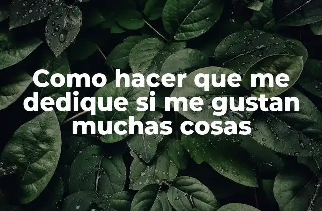 Como Hacer que Me Dedique Si Me Gustan Muchas Cosas 2 Como hacer que me dedique si me gustan muchas cosas