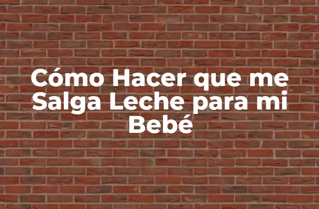 Cómo Hacer que Me Salga Leche para Mi Bebé