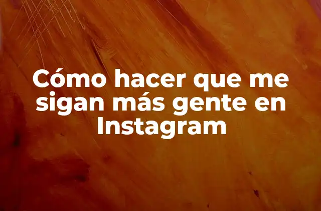 Cómo Hacer que Me Sigan Más Gente en Instagram