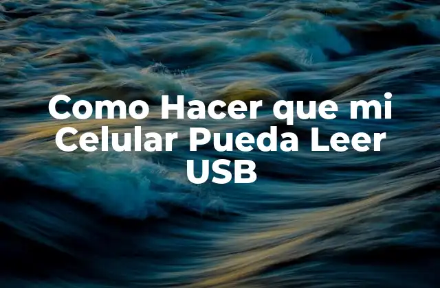 Como Hacer que Mi Celular Pueda Leer Usb