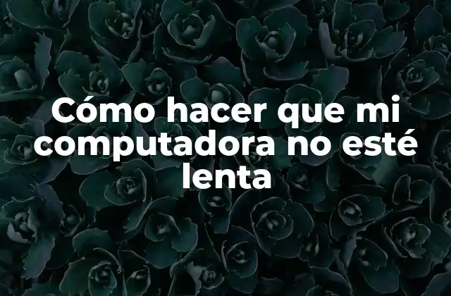 Cómo Hacer que Mi Computadora No Esté Lenta