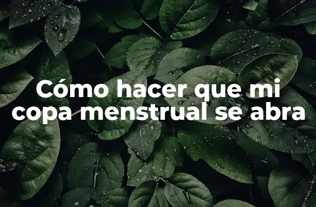 Cómo Hacer que Mi Copa Menstrual Se Abra