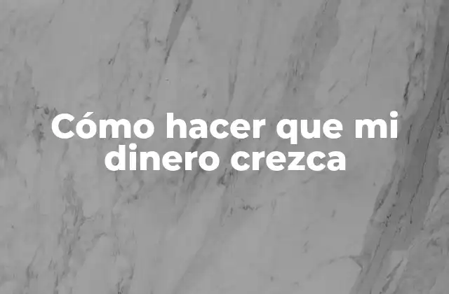 Cómo Hacer que Mi Dinero Crezca