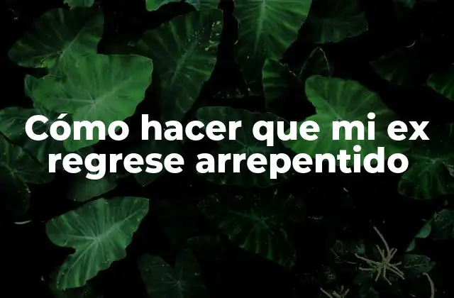 Cómo Hacer que Mi Ex Regrese Arrepentido