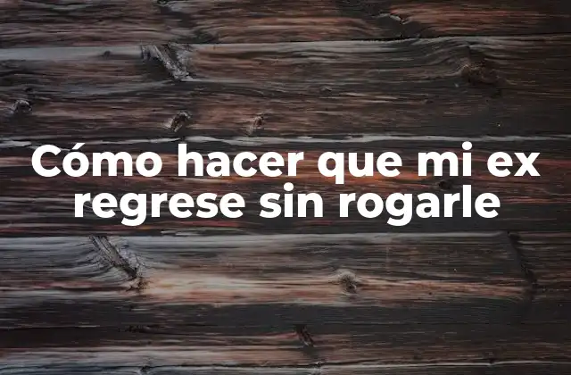 Cómo Hacer que Mi Ex Regrese sin Rogarle