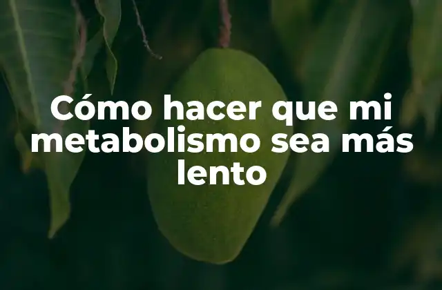 Cómo Hacer que Mi Metabolismo Sea Más Lento