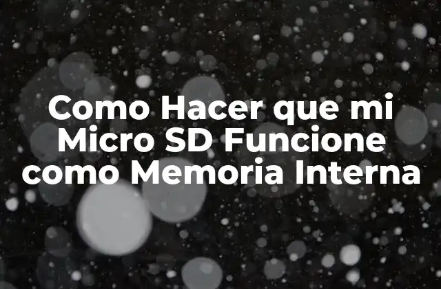 Como Hacer que Mi Micro Sd Funcione como Memoria Interna