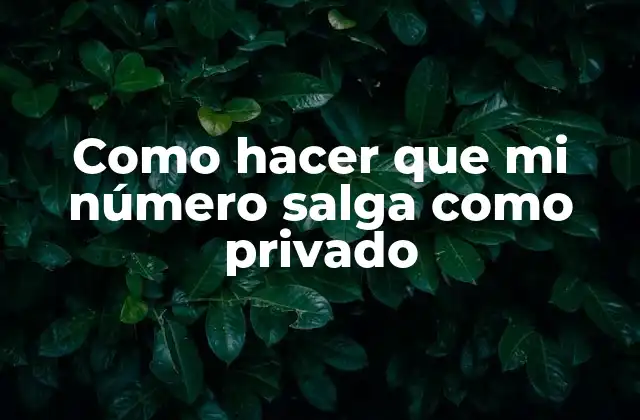 Como Hacer que Mi Número Salga como Privado