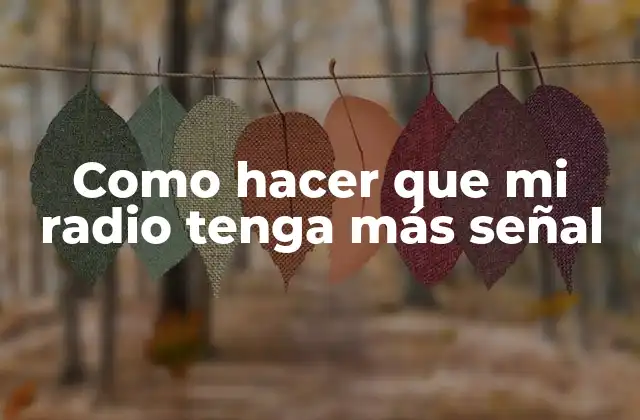 Como Hacer que Mi Radio Tenga Más Señal
