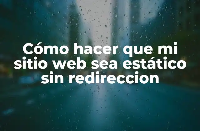 Cómo Hacer que Mi Sitio Web Sea Estático sin Redireccion