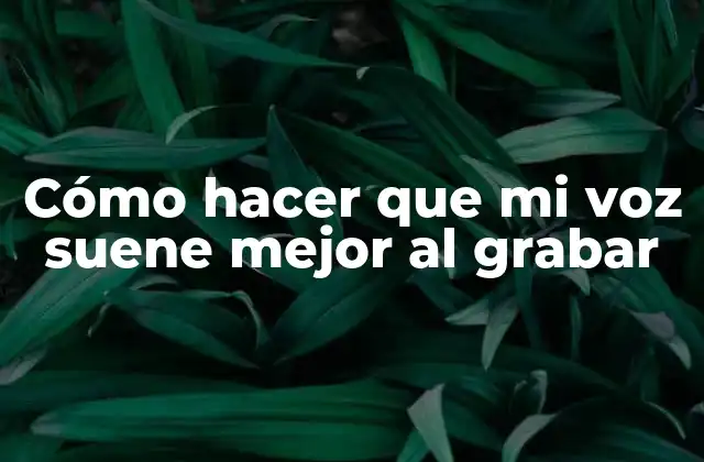 Cómo Hacer que Mi Voz Suene Mejor Al Grabar